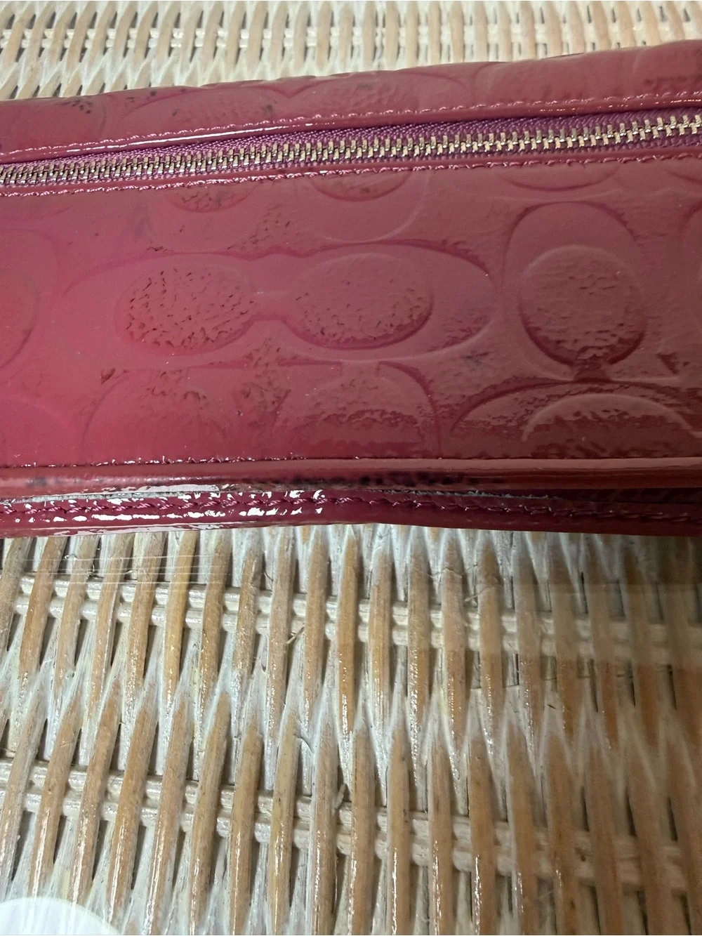 Coach Mauve Pink Patent Leather Signature Bifold Envelope Wallet